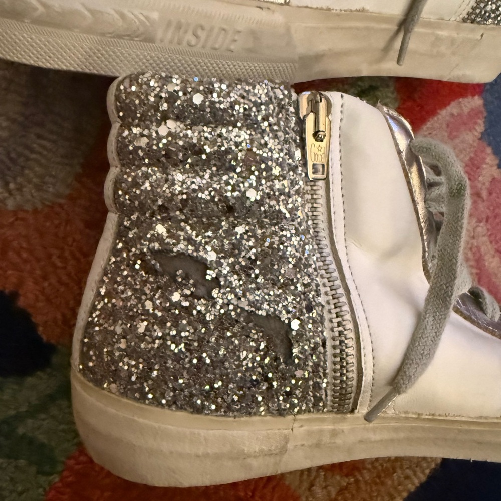 Golden Goose Slides Private Edition Silver Glitter Sneakers - Picture 6 of 12